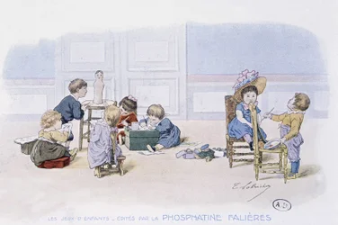 Gioco per bambini: pittura e modellazione - dis. di Lobrichon, ed. da Phosphatine Falières, circa 1920