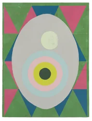 Egg is the Answer, 2023 (lattice, collage e smalto su tela)