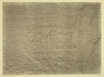 Storico resoconto spagnolo della conquista, lato sud di Inscription Rock, N.M. Esplorazioni e indagini geografiche e geologiche a ovest del 100° meridiano. Spedizione del 1873. -Il tenente Geo. M. Wheeler, Corpo degli Ingegneri, Comandante.