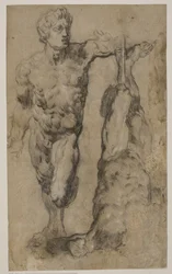 Due studi di una scultura di figura maschile