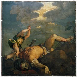 Davide e Golia. Affresco ... (affresco)