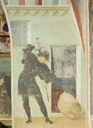 Ciclo di vita di San Giovanni Battista: Soldato che sta per decapitare Giovanni Battista