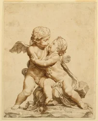 Disegno, Due amorini che si baciano, 1750-90