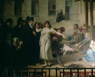 Philippe Pinel (1745-1826) libera i malati di mente dalle loro catene nel manicomio della Salpêtrière a Parigi nel 1795, 1886 (dettaglio)