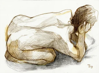 Schizzo di un nudo arricciato