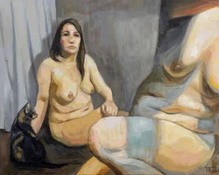 Donna nuda con gatto