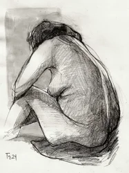 Figura nuda pensierosa