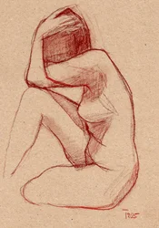 Studio di nudo pensieroso