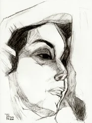 Schizzo di una donna pensierosa
