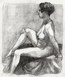 Schizzo di una figura nuda seduta