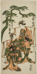 Gli attori Yamashita Kinsaku II e Segawa Kikunojo II