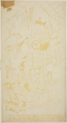 Gli attori Tamazawa Saijiro I come il paggio Umezaburo e Segawa Kikunojo I come Oroku nella commedia "Sazareishi Suehiro Genji," rappresentata al Teatro Nakamura nel primo mese, 1744