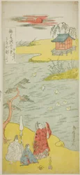 Il poeta Ariwara no Narihira sulla riva del fiume Sumida