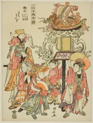 Portando una lanterna sponsorizzata dal Kojimachi, dalla serie "Il Festival del Santuario di Sanno (Sanno gosairei)"