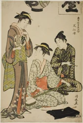 Rinfrescarsi a Nakasu (Nakasu no suzumi), dalla serie "Una collezione di bellezze contemporanee dei quartieri del piacere (Tosei yuri bijin awase)"