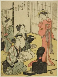 Sala di acconciatura (Kamibeya), dalla serie "Dieci tipi di incenso nei quartieri del piacere (Seiro jisshu ko)"