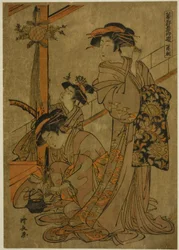 Mattina di Iris, dalla serie "Cinque Festival nei Quartieri del Piacere (Hanakuruwa gosechi no asobi)"