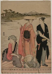Passeggeri in un traghetto sul fiume Sumida, 1784