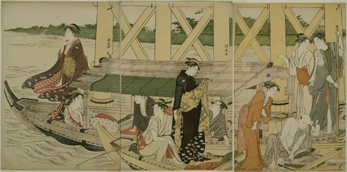 Barche da piacere sotto il ponte Azuma