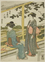 Casa da tè con vista sui campi di riso, dalla serie "Dieci distretti del tempio Kinryuzan ad Asakusa"