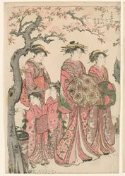 Le cortigiane Senzan, Yasono e Yasoji del Chojiya