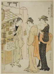 Il sesto mese (Kazemachizuki), dalla serie "Visite mensili alla moda ai luoghi sacri nelle quattro stagioni (Furyu shiki no tsuki mode)"