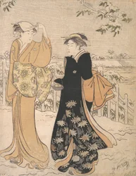 Due donne sulla collina di Matsuchi Edo, ca. 1784