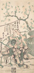 Yamamoto Iwanojo, figlio di Yamamoto Kyoshiro, come Shinoda Zuma in un atto di Shosa, 1747
