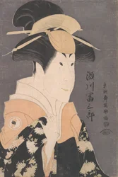 Segawa Tomisaburo II come Yadorigi nella commedia Hana Ayame Bunroku Soga