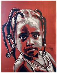 Ritratto di un bambino innocente in rosso