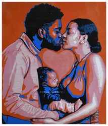 Bacio di una famiglia moderna