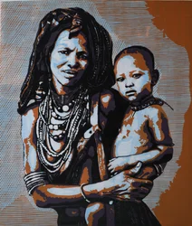 Madre e bambino della tribù