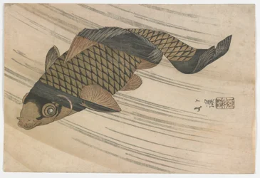 Carpa che Nuota Contro Corrente, periodo Edo, metà 1820