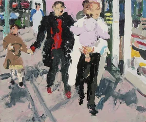 Commesse con bambini, 2003 (olio su tavola)
