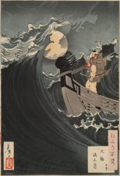 Cento aspetti della luna n. 12: Benkei placa le onde nella baia di Daimotsu