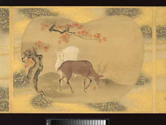 Album di dipinti a ventaglio di figure, uccelli e fiori