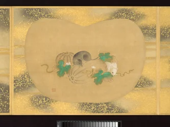 Album di dipinti a ventaglio di figure, uccelli e fiori