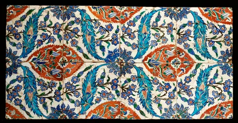 Otto piastrelle quadrate policrome composite di Iznik, c.1575