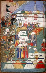 Lala Mustafa Pasha nel suo accampamento dopo la vittoria a Kars, illustrazione dal 