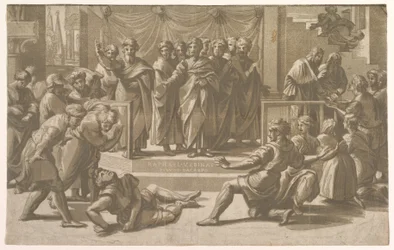 La morte di Anania, circondata dagli Apostoli
