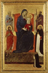 Madonna col Bambino in trono con i santi Pietro, Paolo, Giovanni Battista, Domenico e un donatore, 1325-35