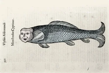 Rappresentazione di pesci di Nicolas Plate illustrata con un manoscritto di Storia Naturale di Ulisse Aldrovandi (1522-1605), fondo Ulisse Aldrovandi, Biblioteca Universitaria di Bologna, ed. 1603