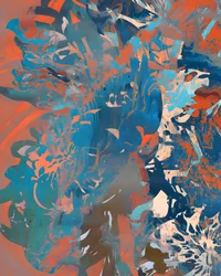 Arancione, blu, fluido, astratto