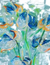 Fiori blu in stile pittorico