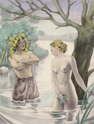Illustrazione brunelleschiana per i Contes et Nouvelles de La Fontaine (litografia a colori)