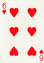 6 di cuori da un mazzo di carte da gioco Goodall & Son Ltd., c1940