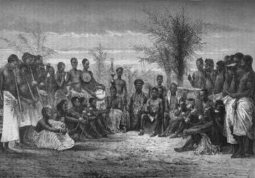Un re di Cape Coast e la sua corte, c1880