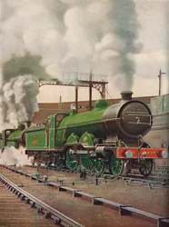 Un treno espresso pesante che lascia Kings Cross, L.N.E.B.