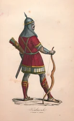 Un guerriero kalmouk in combattimento