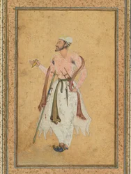 Un cortigiano Mughal, c. 1575, bordo aggiunto probabilmente nel 1700